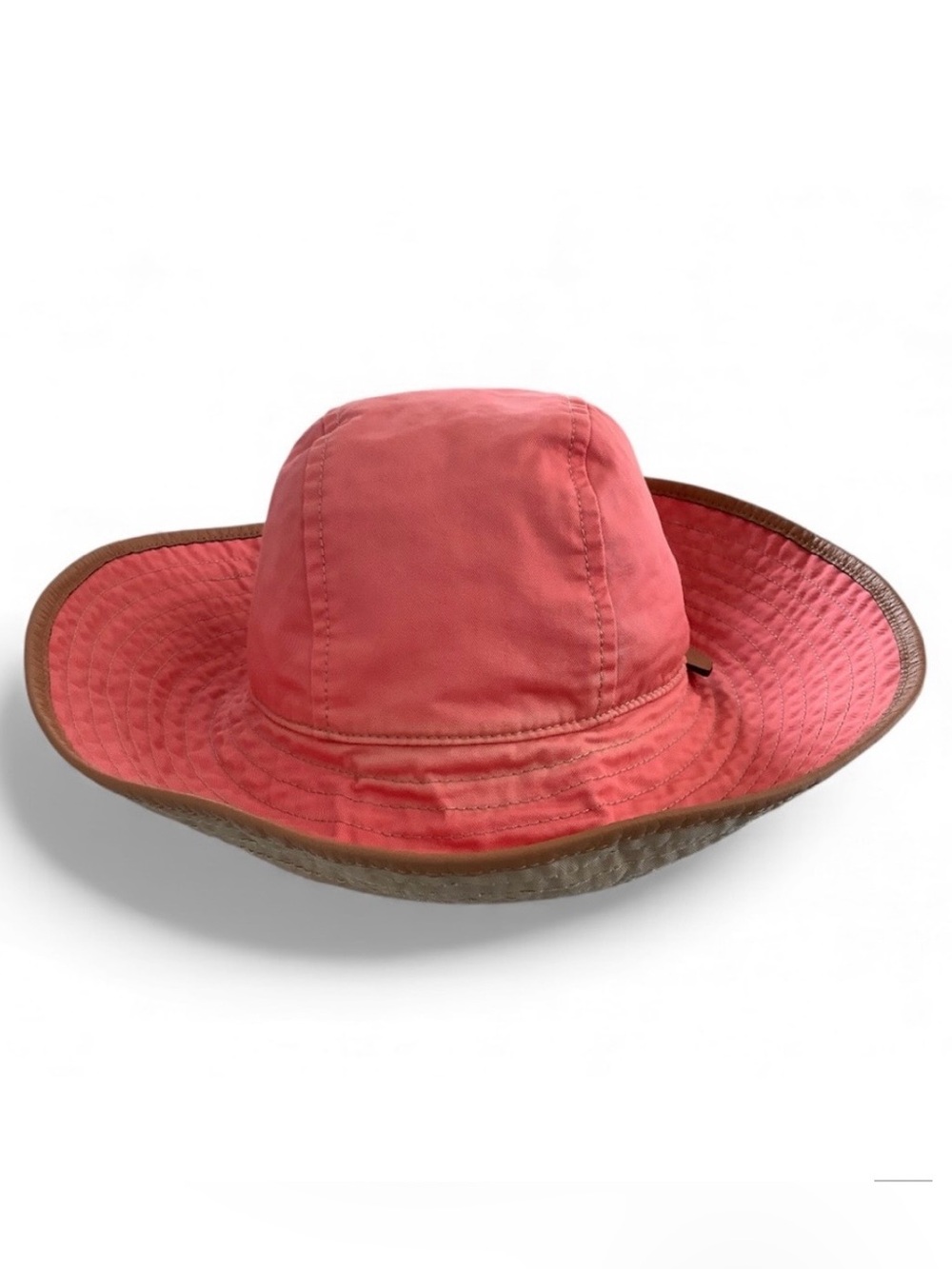 Coach Bucket Hat 100% Cotton Coral Tan Lining Size XS/S Normcore Preppy